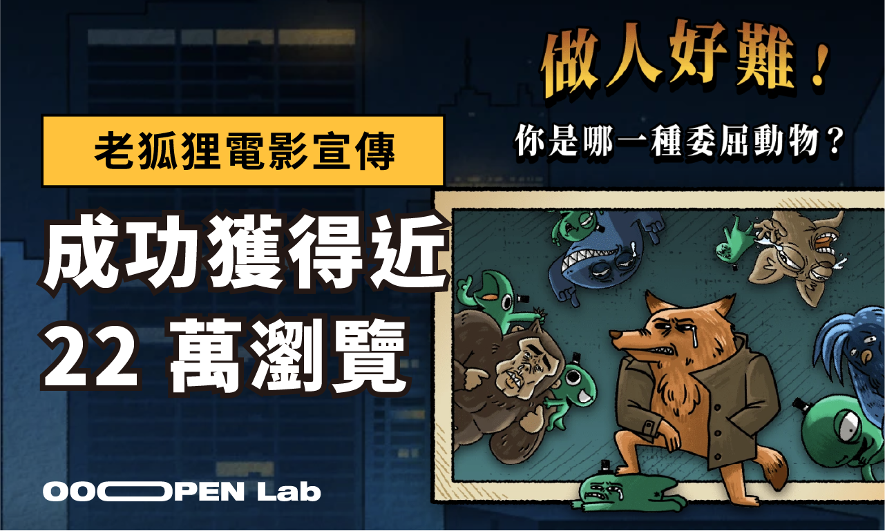 多維度測驗 - 運用測驗推廣老狐狸電影，獲得近 22 萬瀏覽數｜OOOPEN Lab