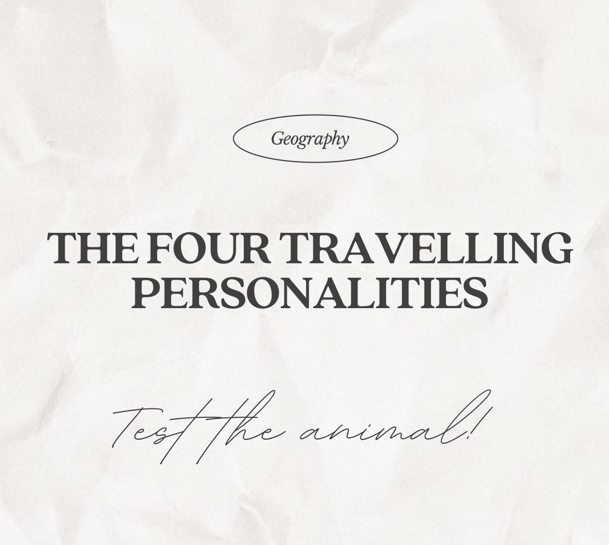 travelling personalities test