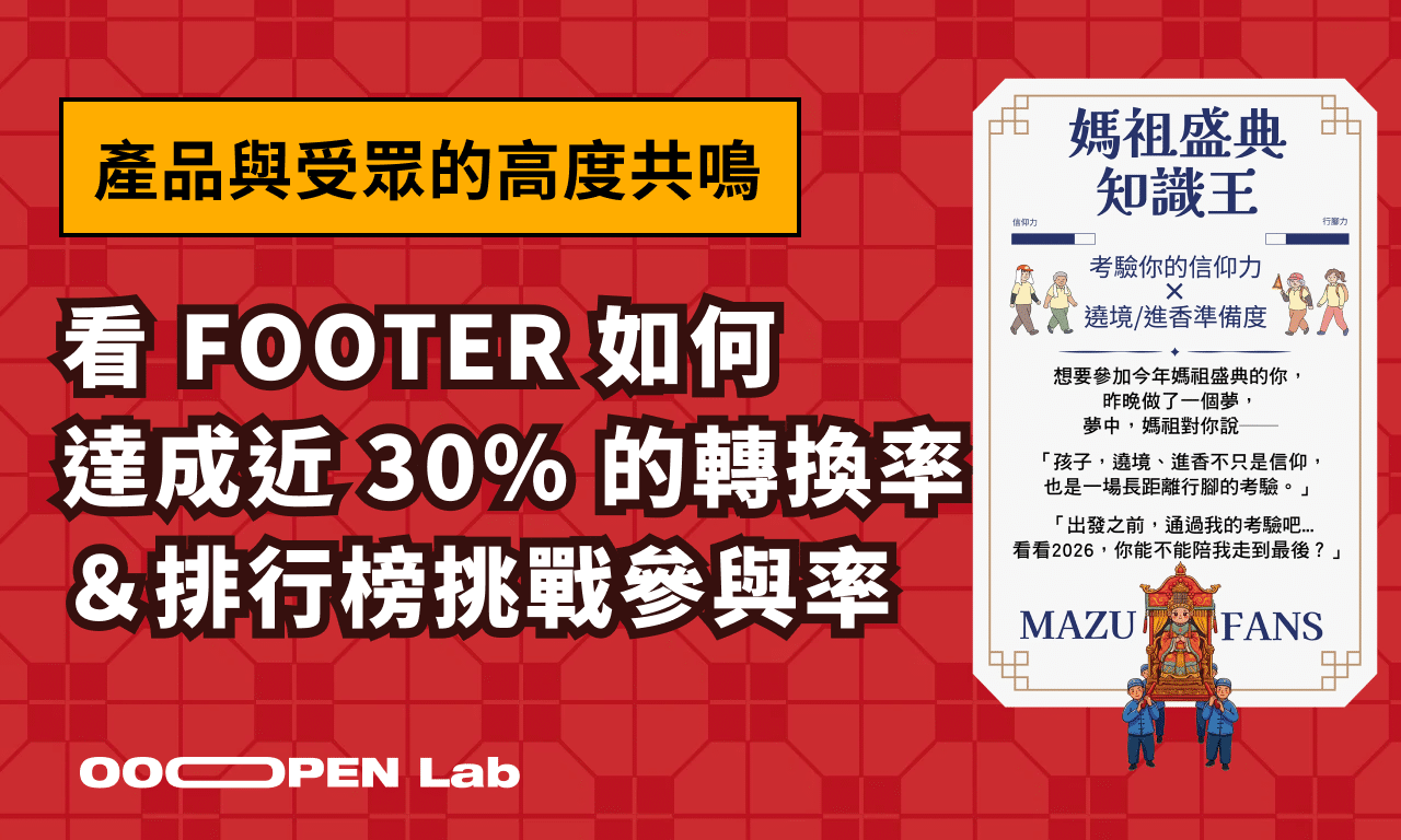 產品與受眾的高度共鳴：看 FOOTER 如何達成近 30% 的轉換率＆排行榜挑戰參與率