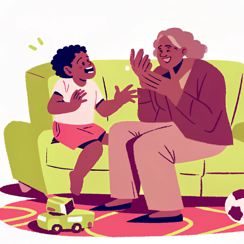 阿嬤與孫子的對話互動