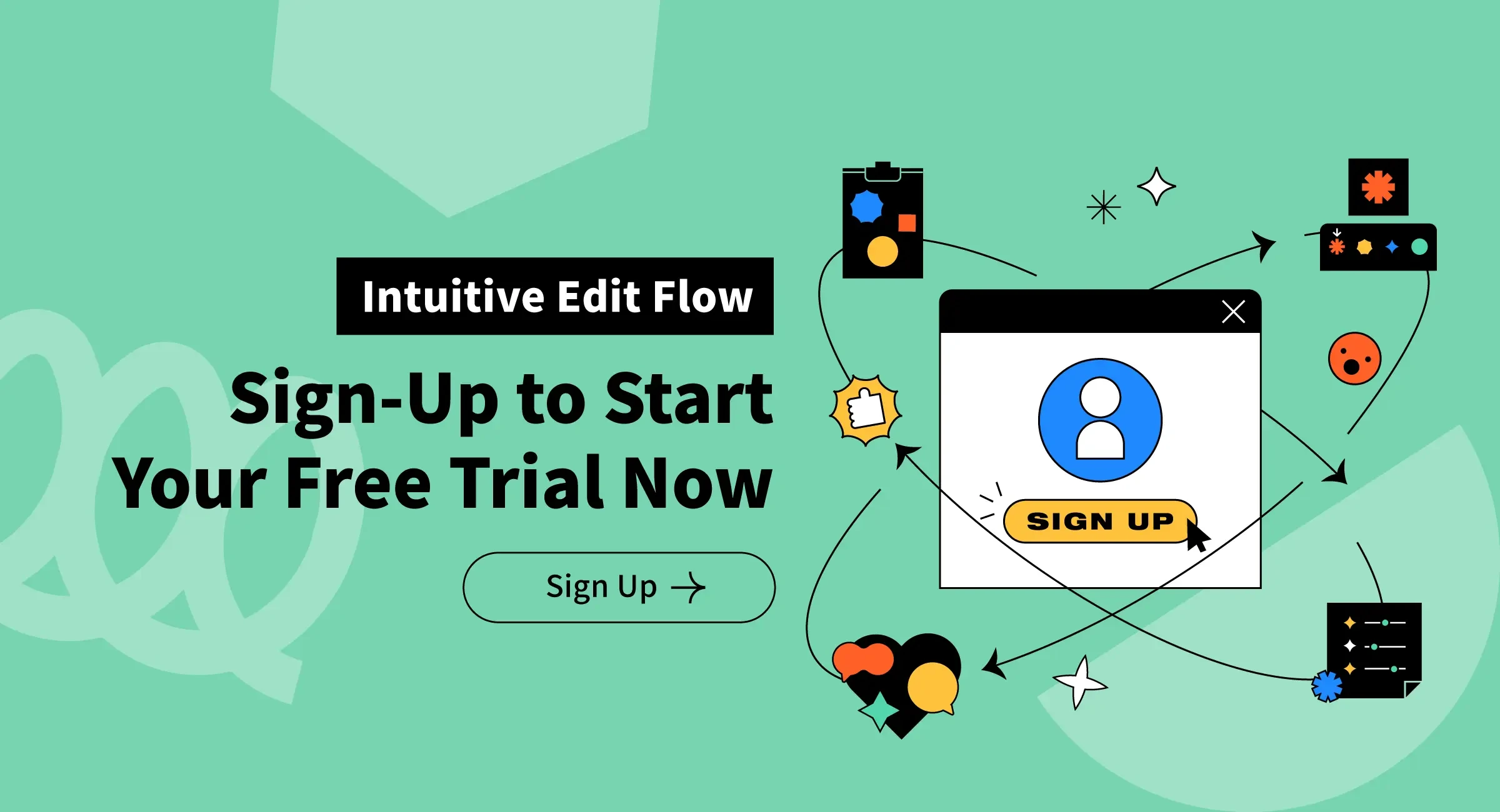 Intuitive Edit Flow, 3-Minute Sign-Up, Start Your Free Trial Now