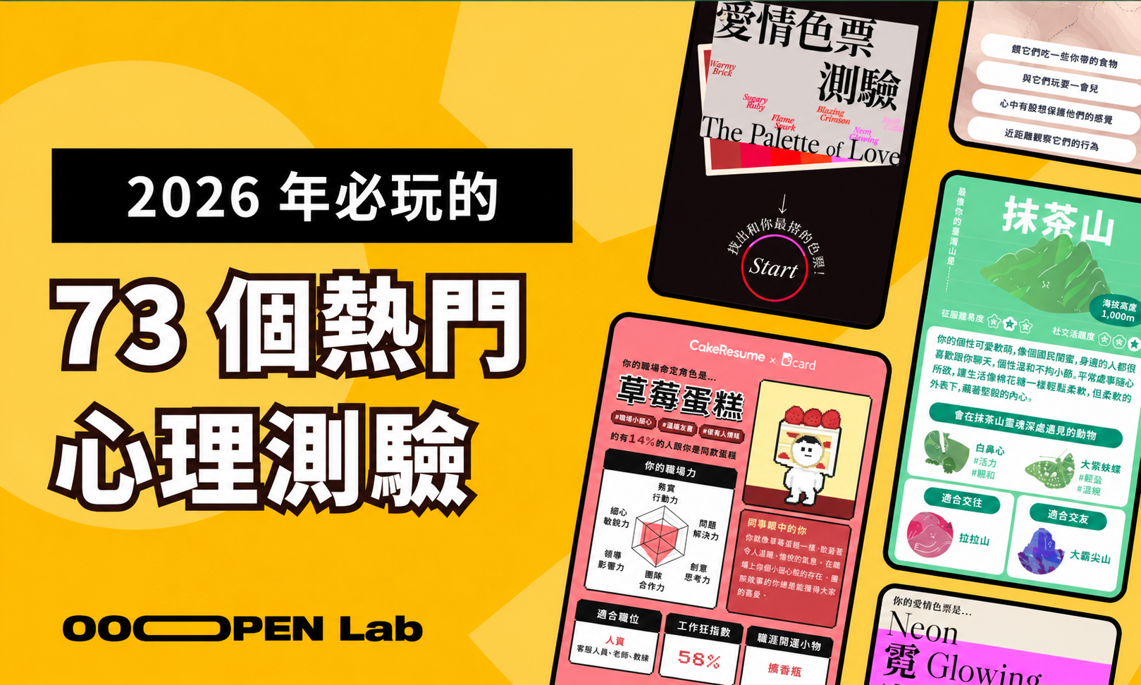 2026 年最完整的 73 個必玩的熱門心理測驗遊戲，懶人包幫你整理好了！