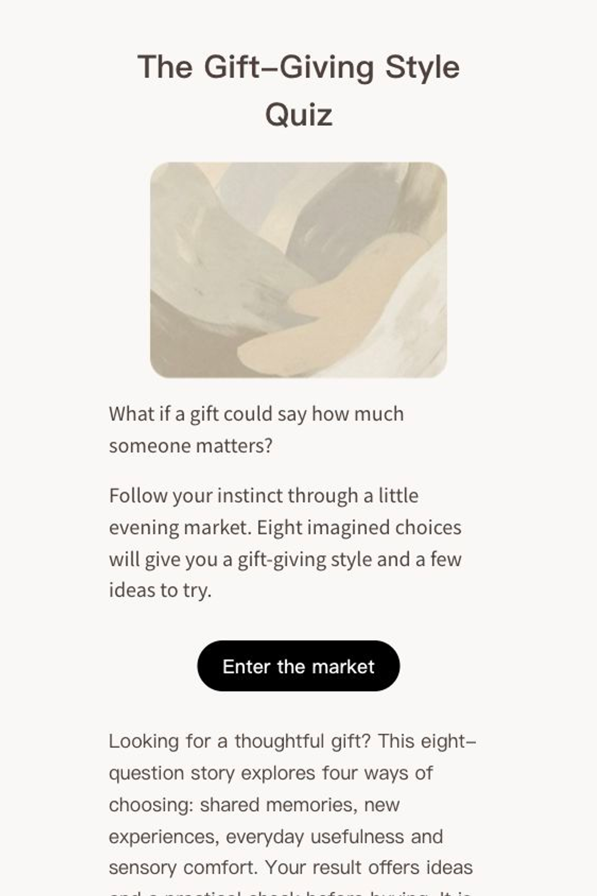 Psychological Test - Gift Ideas | The Gift-Giving Style Quiz｜OOOPEN Lab
