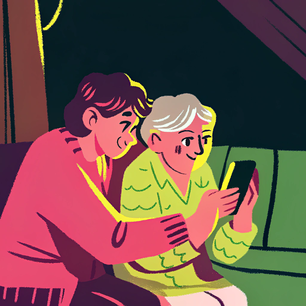 教阿嬤使用科技（如手機、LINE）