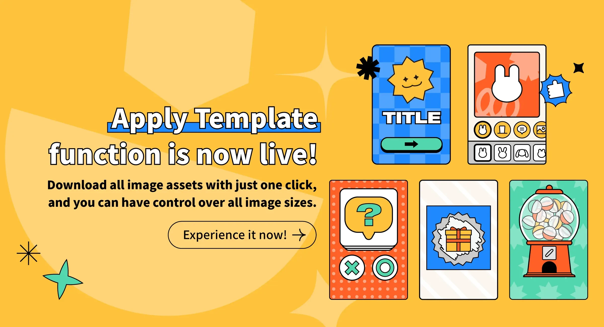 Apply Template function is now live! Download all image assets with just one click, and you can have control over all image sizes.